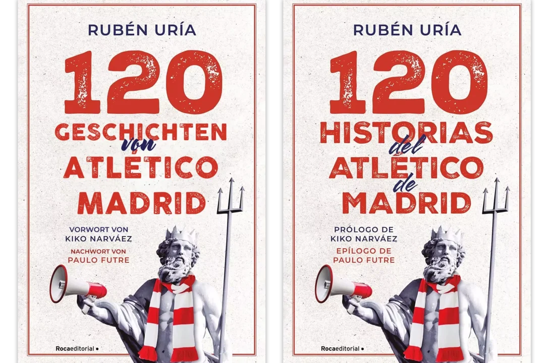 Portada del libro 120 historias del Atlético de Madrid de Rubén Uría en castellano y alemán