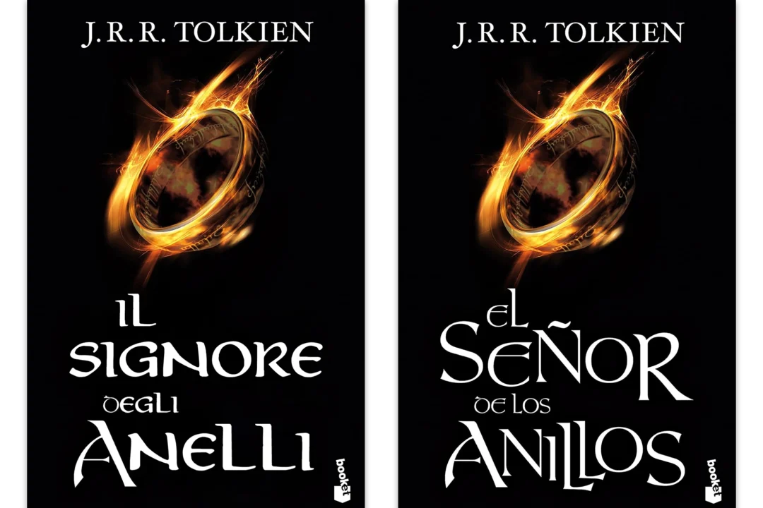 Portada de libro El señor de los anillos de J.R.R. Tolkien en castellano e italiano